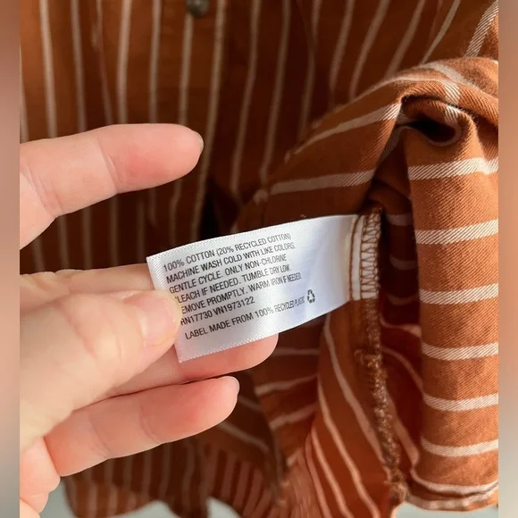 Universal Thread Orange Striped Button down - Picture 5 of 7